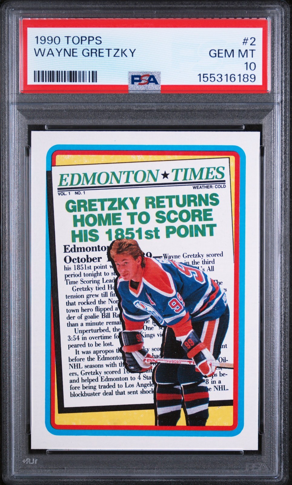 1990 TOPPS WAYNE GRETZKY #2 PSA 10 GEM MINT EDMONTON OILERS LOW POP! view 1