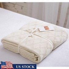 Cozy Cable Knit Throw Blanket 100 Cotton Perfect Snuggling Home Decor Gift New