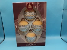 Enchanted Forest Christmas Ornament Set  W/box 2002 Glittery Silver & Gold 