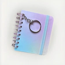 Ombre Pastel Rainbow Mini Notepad Keychain – 3.5" x 3" 🌈 Pocket Journal w/Ring