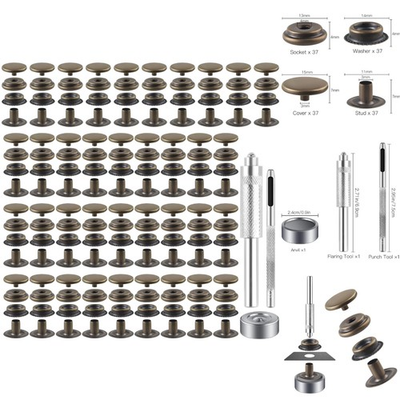 #ad 72 Piece 15MM Snap Fastener Kit for Leather Marine Grade Stainless Steel Durable $13.95