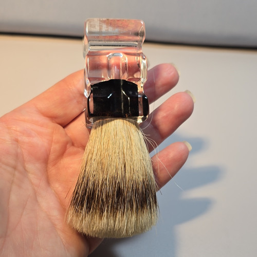 Made-Rite Badger Hair Shaving Brush Clear/Black Handle MPN 303