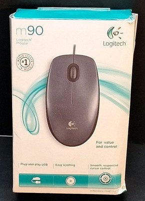Logitech M90 Wired Optical Mouse - NEW SEALED Plug And Play USB Easy Scrolling 