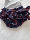 Baby Girl CHERRY  Sunsuit Navy Blue & Red Sun Suit Romper Ruffle Butt 12M — photo 3
