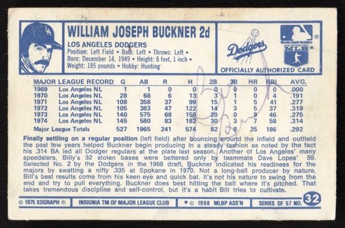 1975 Bill Buckner #32