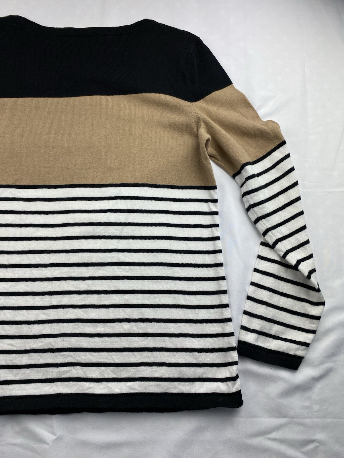 Ladies Tommy Hilfiger Striped Jumper Size Large (uk12) Black / White / Camel  thumbnail 16
