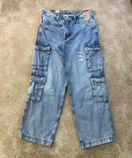 Levi's 578 Baggy Fit Cargo Jeans Men's 36x34 Blue Wash Cotton new