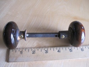 Antique Brown /Tiger Swirl Door Knob Set W/Adjustable Shaft, New Brass Fasteners