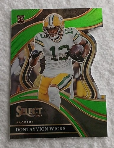 Dontayvion Wicks Rookie 2023 Select Club Level Neon Green Prizm Die-cut /499
