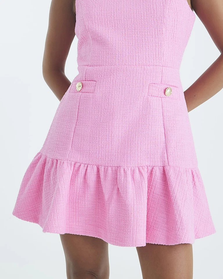 River Island Womens Mini Dress Petite Pink Boucle Fabric Sleeveless Round Neck - Image 4 of 4