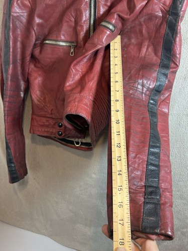 Vintage 70s/80s HARRO “Kombi” Red Leather Café Racer Motorcycle Jacket Small - Picture 6 of 17