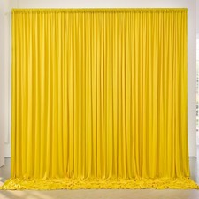 10x10ft Wrinkle Free Yellow Backdrop Curtain, 2 Panels 5x10ft, Polyester