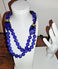 Große Halskette steine perlen blau groß vintage schmuck