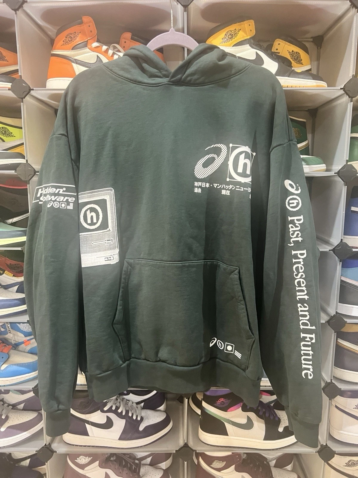 OFF WHITE Felpa con cappuccio Hidden Ny X Asics Secret Release Ny Pop Up esclusiva 100% autentica grande