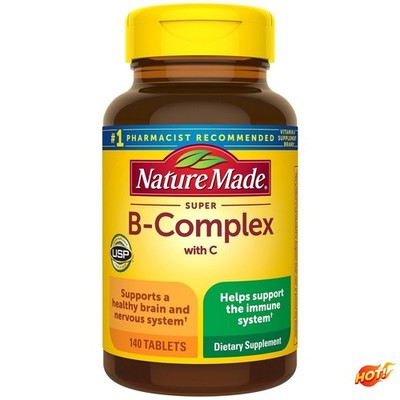 Nature Made Super B Complex w/ Folic Acid & Vitamin C, 140 Tablets-2pack