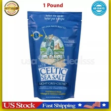 Light Grey Celtic Sea Salt 1 Pound Resealable Bag–Additive-Free,Gluten-Free,454G