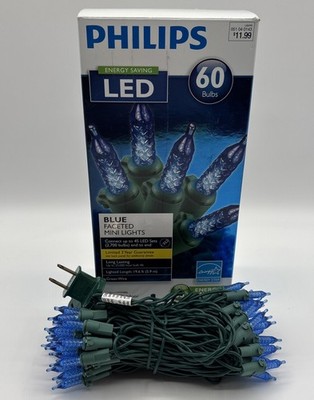Philips 60 Lights LED Blue Faceted Indoor Outdoor Christmas Blue Open Box Works