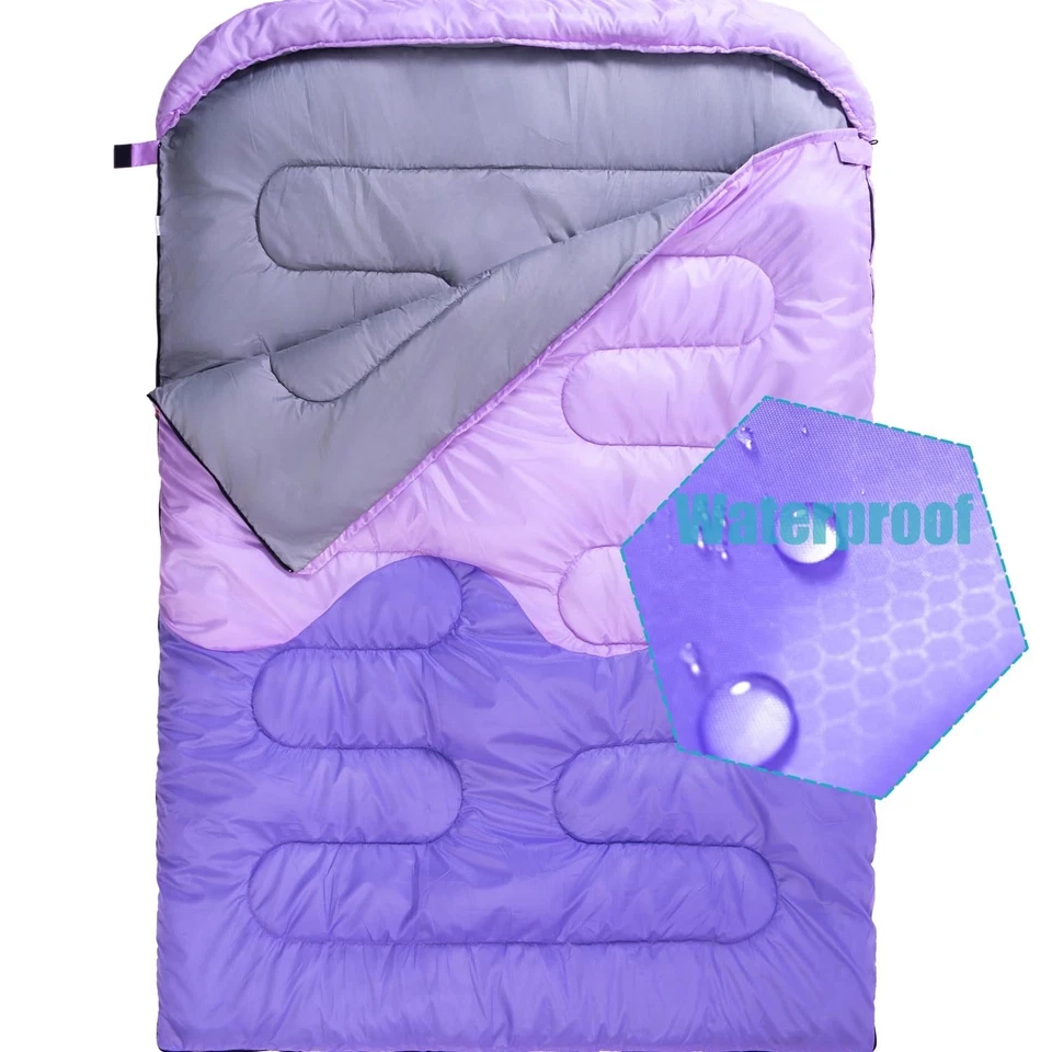 Saco de Dormir - Sacos de Dormir Doble Camping 2 Personas para Adultos Niños Niñas... Foto 3 de 4