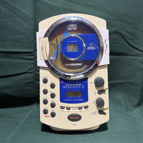LIVING SOLUTIONS - CD PLAYER SHOWER RADIO - LCD ALARM CLOCK - WORKS - SEE VIDEO