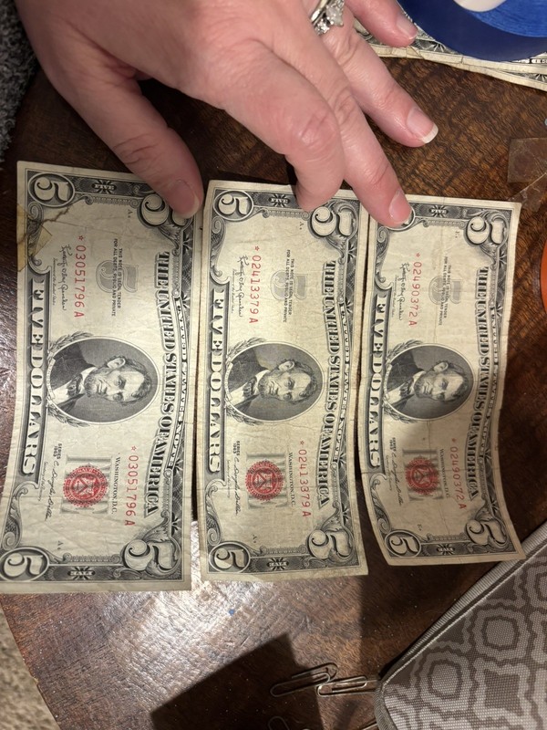 1963 Red Seal $5 Five Dollar STAR NOTE - Vintage United States Bank Note (3)