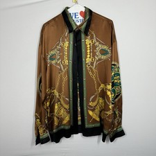 Camicia seta barocco crème de silk anni 90 vintage media oro uomo sgargiante barocco