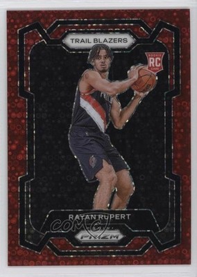 2023-24 Panini Prizm Fast Break Red 76/100 Rayan Rupert #140 Rookie RC 1ib5