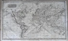 1817 World Chart Original Antique Map by Alexander Findlay Over 200 Years Old