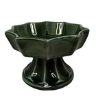 Vintage HULL USA Green Pedestal Compote Bowl – Glossy Art Pottery F83