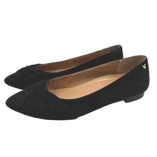 Vionic Gramercy Size 9 Black Suede Pointed Toe Bow Flats Women's