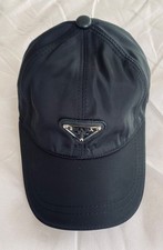 Prada Black NylonVintage Baseball Cap Triangle Logo Plaque Adjustable Size