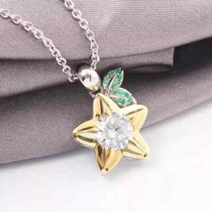 Authentic Paopu Fruit Kingdom Pendant Necklace 1ct Natural Moissanite Two Tone Gold Plated
