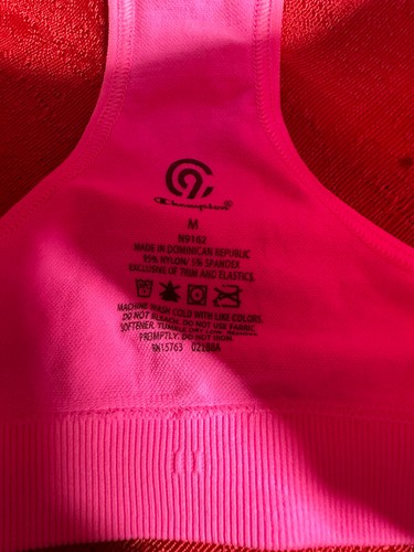 Champion NWT Gabby Pink Duo Dry Seamless Racerback Sports Bra Girls Medium - Picture 3 of 3