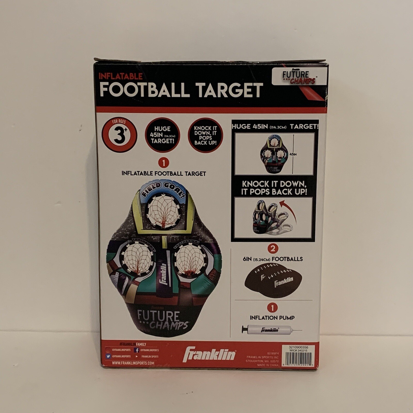 Franklin Inflatable Football Target 2 Footballs & Inflation Pump for