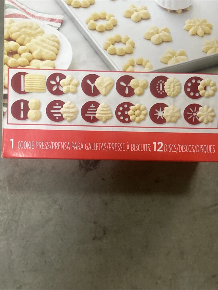 WILTON Cookie Press Box Set Spritz Cookie 12 Discs Complete Baking Cooking Foto 4 de 4