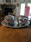 Irvinware Coffee Tea Sugar & Creamer Serving Tray Set Chrome 9.5" Tray USA 
