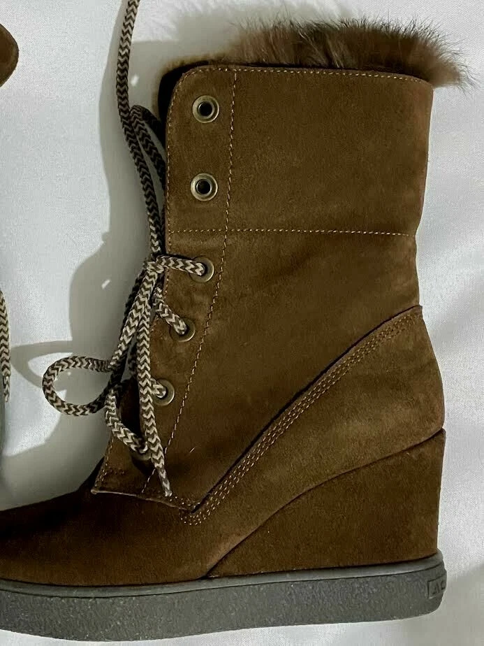 Botas de cuna con cordones Aquatalia piel de conejo cordelia gamuza con cordones