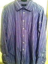 Men's Nautica 18 x 34/35 100 Cotton Long Sleeve Purple Stripe Dress Shirt