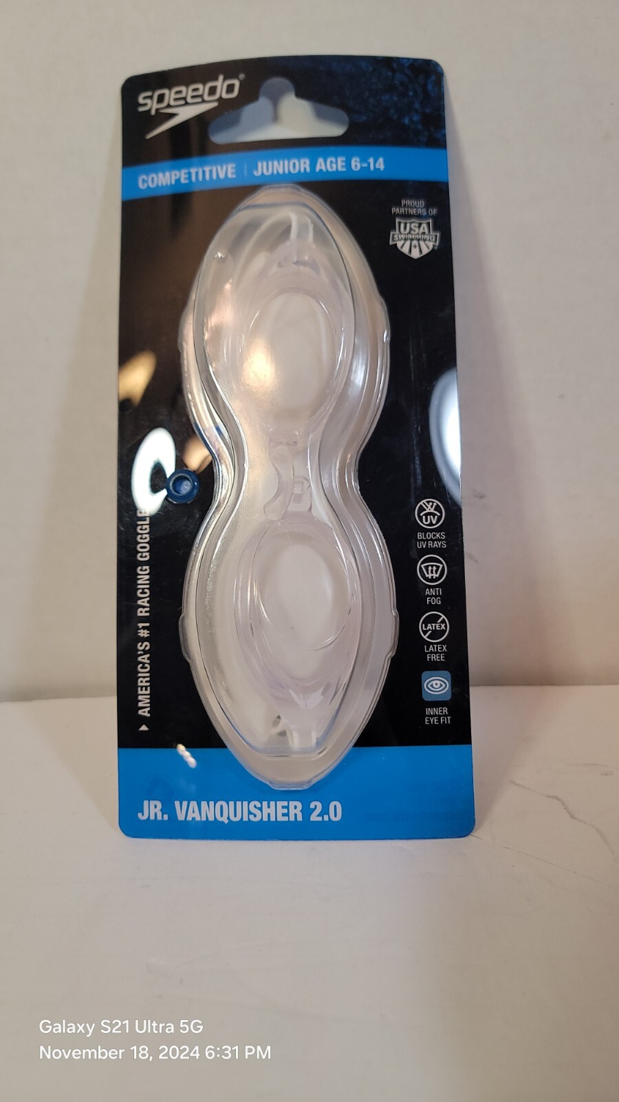 Speedo Vanquisher 2.0 Swim Goggle for Junior, Clear