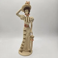 Artmark Marlo Collection Victorian Lady with Parasol Holding Hat 9.5"H x 3"W EUC
