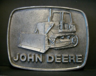John Deere Construction 850 Crawler Dozer Bulldozer Pewter Belt Buckle 1978 jd