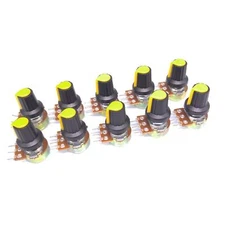 US Stock 10 Units 50K B50K OHM Linear Taper Rotary Potentiometer POT Yellow Knob