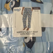 Women's Bluey Blue Soft Pajama Sleep Pants Small (4-6)