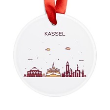 KASSEL GERMANY Skyline, German Travel, Personalized Round Acrylic Ornament Gift