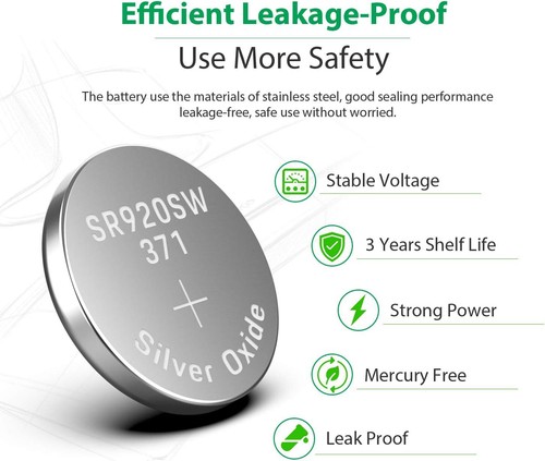 LiCB 10 PCS SR920SW 371 LR920 AG6 370 1.55V Button Cell Watch Batteries - Picture 5 of 6