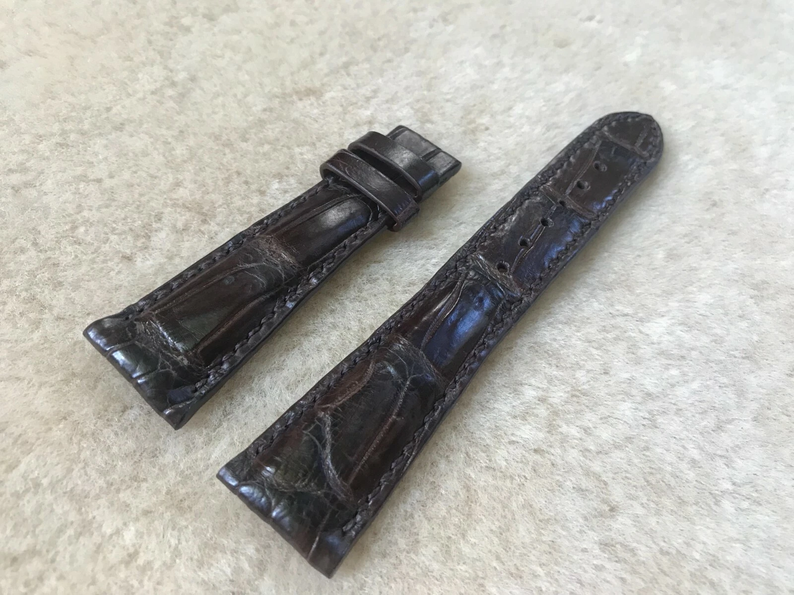 22mm/16mm Brown Alligator Crocodile Embossed Leather Watch Strap Band