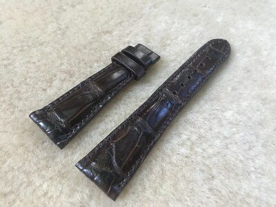 22mm/16mm Brown Alligator Crocodile Embossed Leather Watch Strap Band