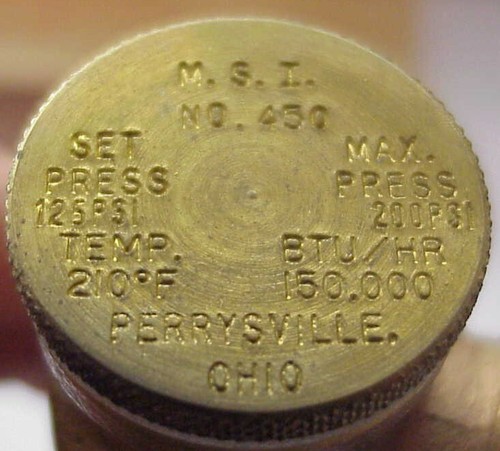 MANSFIELD 450 1/2" NPT US MADE T&P RELIEF VALVE W/ FUSIBLE PLUG 125PSI,210F- NOS - Picture 3 of 6