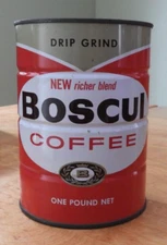Vintage Boscul One Pound Drip Grind Coffee Can, No Lid, Camden, NJ