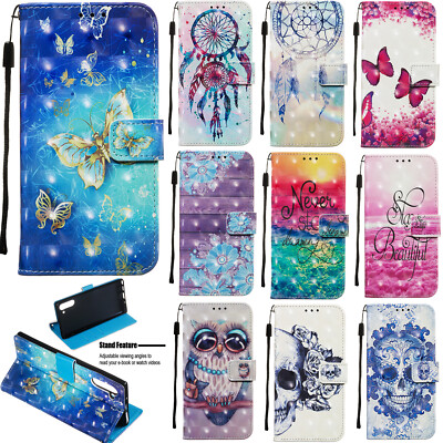Gemustert 3D Flip Handy Tasche Schutz Hülle Etui Wallet Design Motive Cover Case
