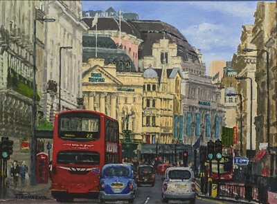 Piccadilly Circus Coventry Street 16 x 12 Zoll Originalkunst direkt vom Künstler 